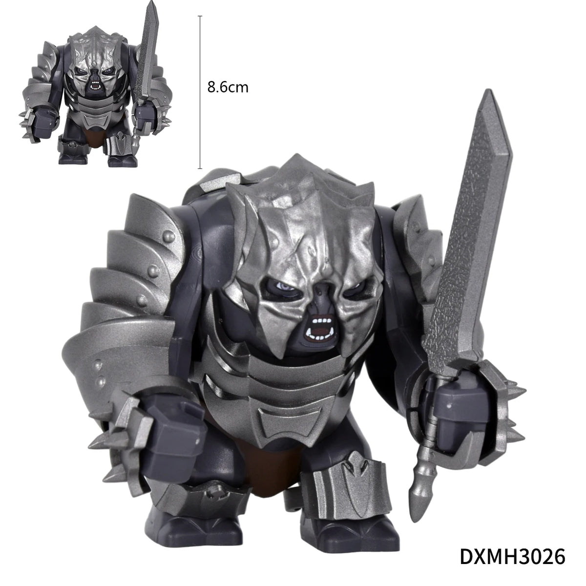 Orc Warrior Block Figures Set, Giant Troll Monster + 20Pcs Armored Soldier Models, Fantasy Army Building Bricks, Detailed Armor