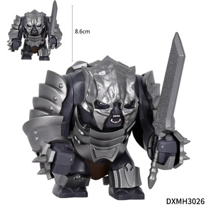 Orc Warrior Block Figures Set, Giant Troll Monster + 20Pcs Armored Soldier Models, Fantasy Army Building Bricks, Detailed Armor
