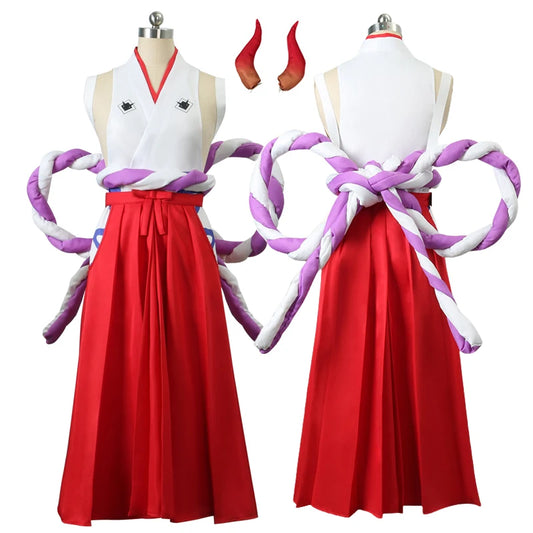 Anime Yamato Nico Robin Kimono Vest and Pants Set Cosplay Costume with Waist Rope and Headdress Uniform Women Carnival Party Sui