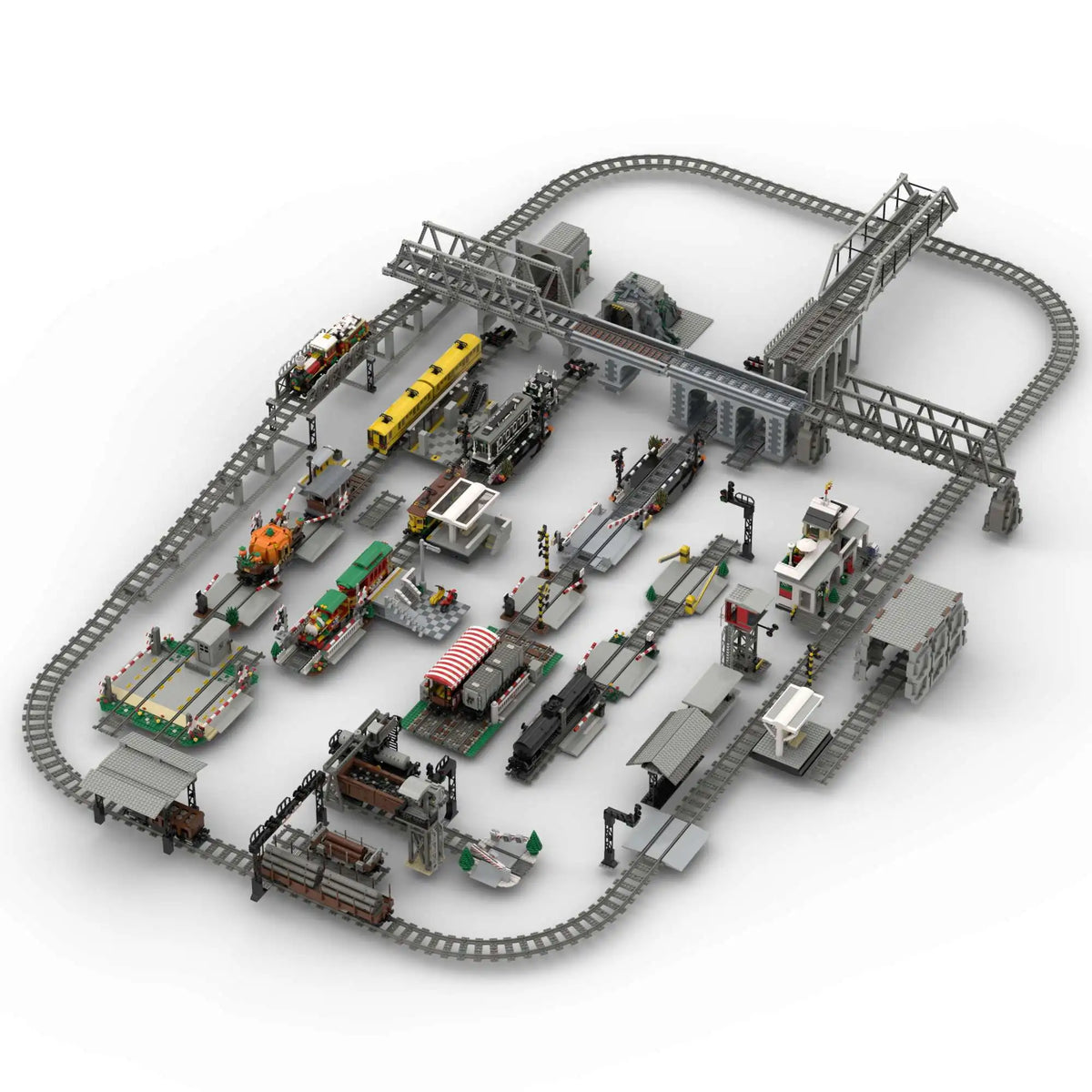 MOC Train Carriage Model, Rail Transport Vehicle, Coal Transport Vehicle, Rail Lift Pole Indicator Light, Train Accessories