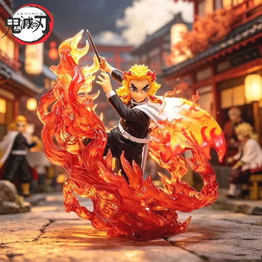 18cm Anime Demon Slayer Figure Rengoku Kyoujurou Action Figures Pvc Statue Desktop Ornamen Collection Model Toys Gifts
