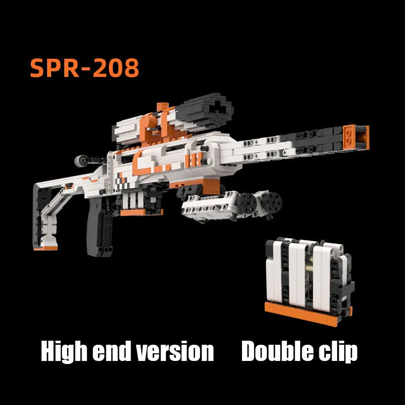 1500PCS Technical SPR-208 Shooting Rifle Building Blocks MOC Technical Can Shoot Projectile Shells Assemble Bricks Toy Gift