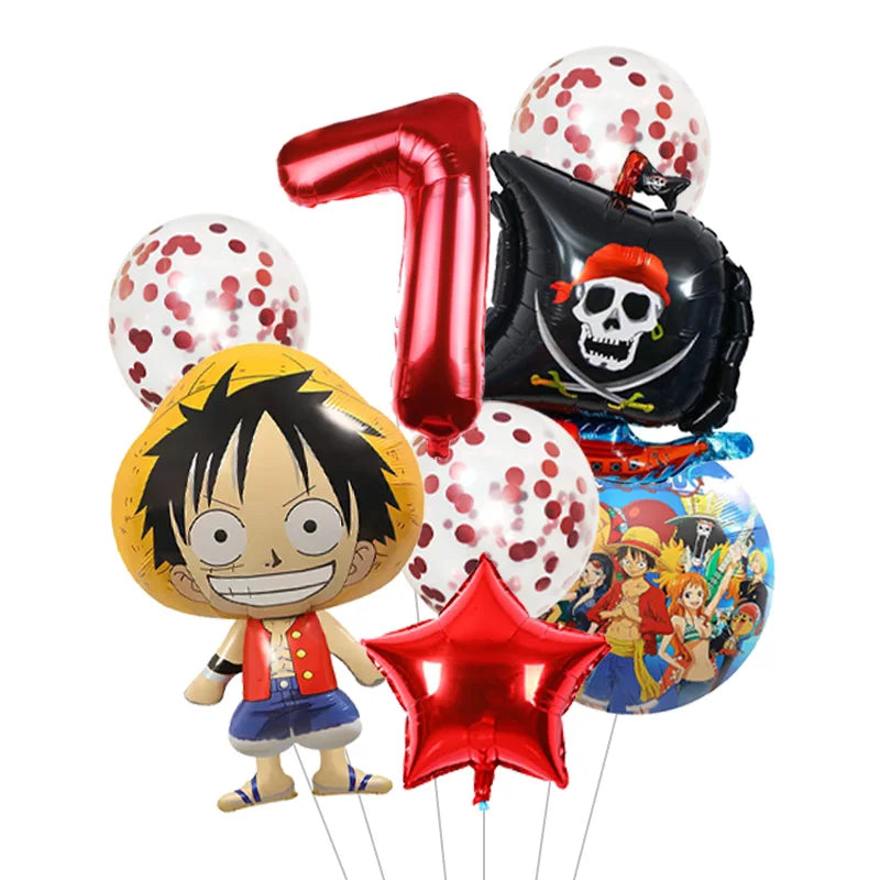 Anime One Piece Aluminum Film Balloons Luffy Shape Foil Balloon Boys Birthday Party Decoration Items