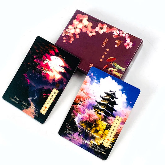 Oracle Cards Board Game 36 Cards Cherry Blossoms , Stylish & Compact, Includes Guidebook, Ideal For Divination & Party Games