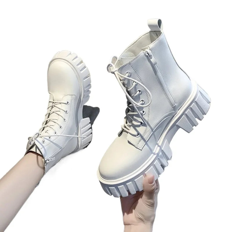 New Women Leather Face Boots Outdoor nonslip walking shoe Fashion comfort soft soled boots casual female shoes Mujer