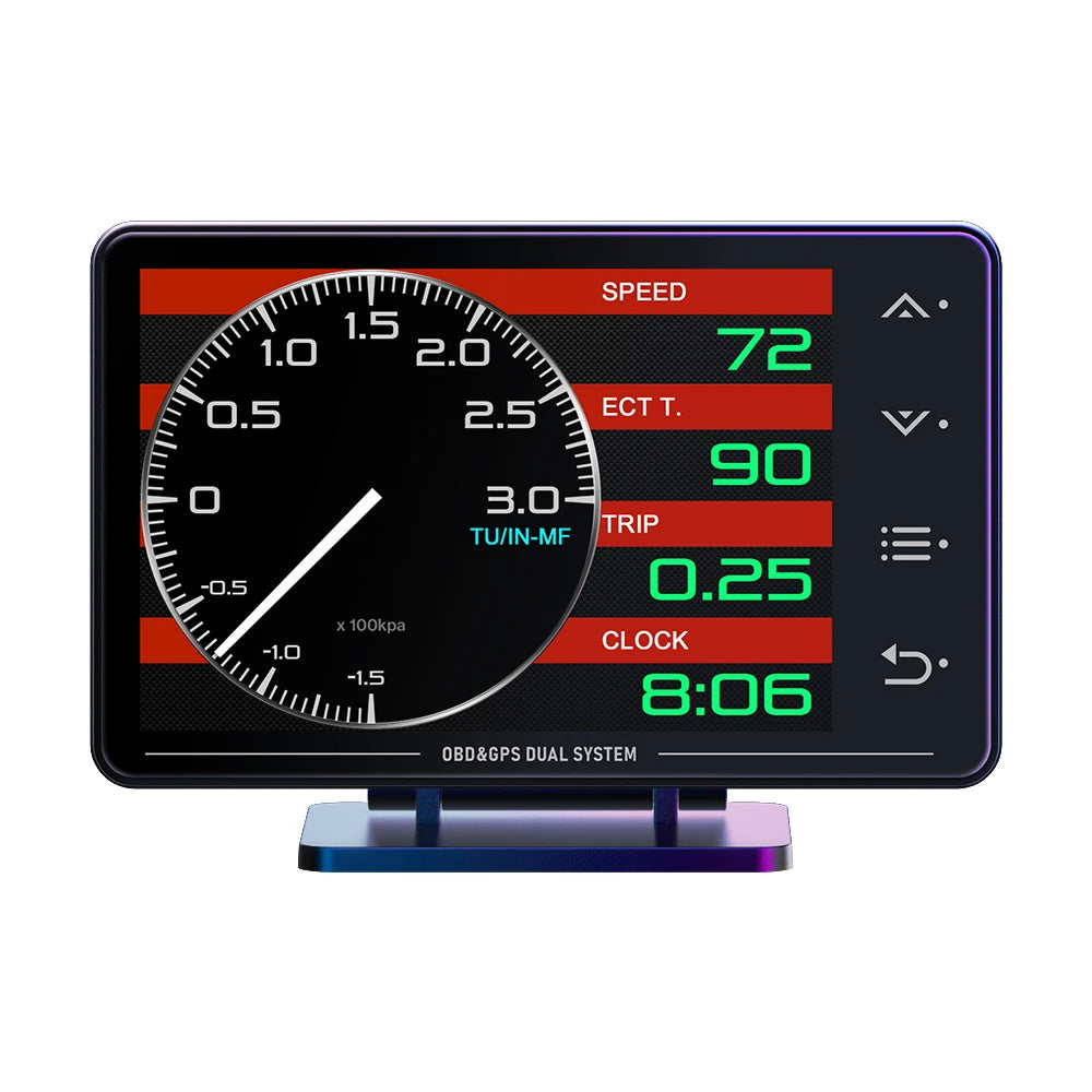 XS HUD Gauge Car Multi-function OBD+GPS Instrument Water Temperature Turbocharged Oil Pressure Oil Temperature Head-up Display