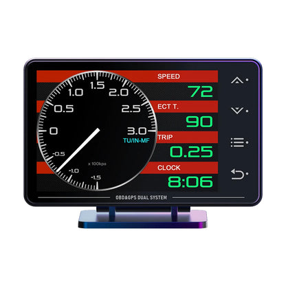 XS HUD Gauge Car Multi-function OBD+GPS Instrument Water Temperature Turbocharged Oil Pressure Oil Temperature Head-up Display
