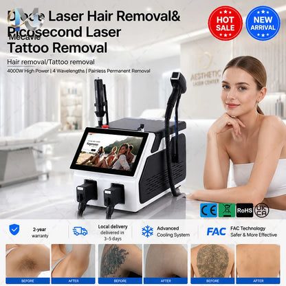 2026 2-In-1 5000W High Power Diode Picosecond Combo Laser Machine Hair Removal Carbon Peel Skin Renewal Salon Beauty Equipment