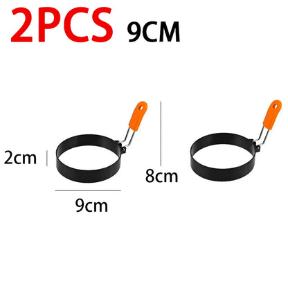 Fried Egg Ring Stainless Steel with Heat  Resistant Silicone Handle Non-Stick Fried Egg Mold Scrambled Eggs Form