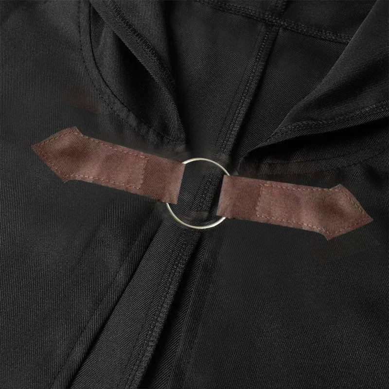 Medieval Black Hooded Cloak Halloween Retro Battle Warrior Cosplay Costume Cape Adults and Kids Dress Up Costume