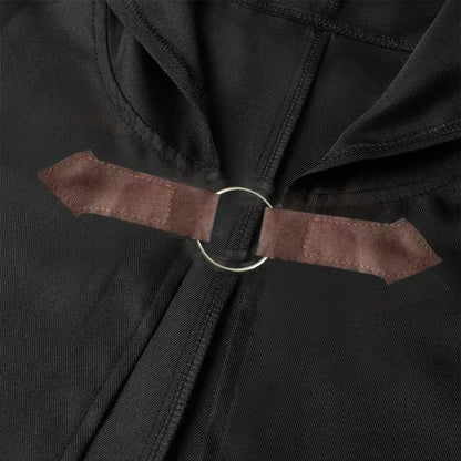 Medieval Black Hooded Cloak Halloween Retro Battle Warrior Cosplay Costume Cape Adults and Kids Dress Up Costume