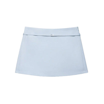 Women's Solid Color Skort with Belt Side Zipper Casual Shorts Skirts Fashionable And Stylish Women's Clothing