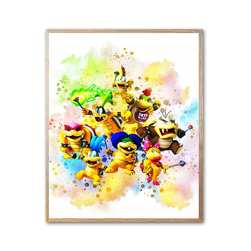 Graffiti Watercolour Art Mario Poster Prints Playroom Canvas Paintings Wall Picture Living Room Kids Bedroom Home Decor Cuadros