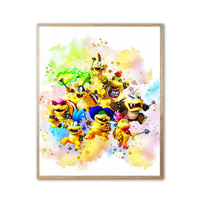 Graffiti Watercolour Art Mario Poster Prints Playroom Canvas Paintings Wall Picture Living Room Kids Bedroom Home Decor Cuadros