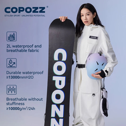 COPOZZ Warm Men Women Ski One-piece Suit Winter Straight Full Overalls Pants Windproof Waterproof Snowboard Snowmobile Adult