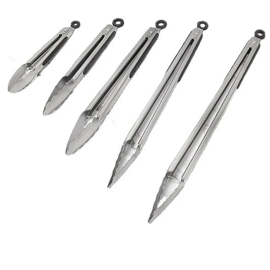 Steel food tongs BBQ grill tools 9 inch 12 inch 14 inch 16 inch factory wholesale stainless steel food tongs