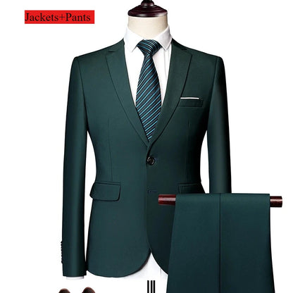 Classic Wedding Tuxedos Casual Solid Suits Slim Fit 3/2 Pieces Groomsmen Suit Male Formal Business Men Clothing