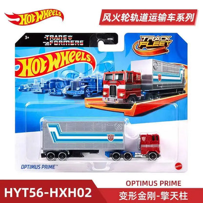 New Hot Wheels Transformers HYT56 Transformerstrack Fleet Optimus Prime Ultra Magnus Volvo 240 Drift 1/64diecast Car Model Toys