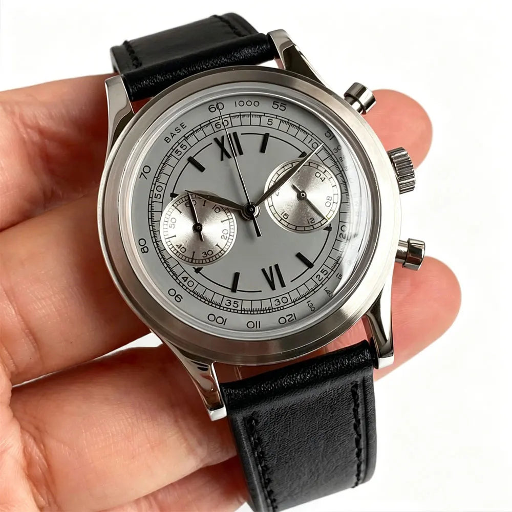 Rose Gold 38mm Tandorio Retro Men Watch Sport Watches Miyota OS20 Movement Chronograph Quartz Clock Black White Arched Glass