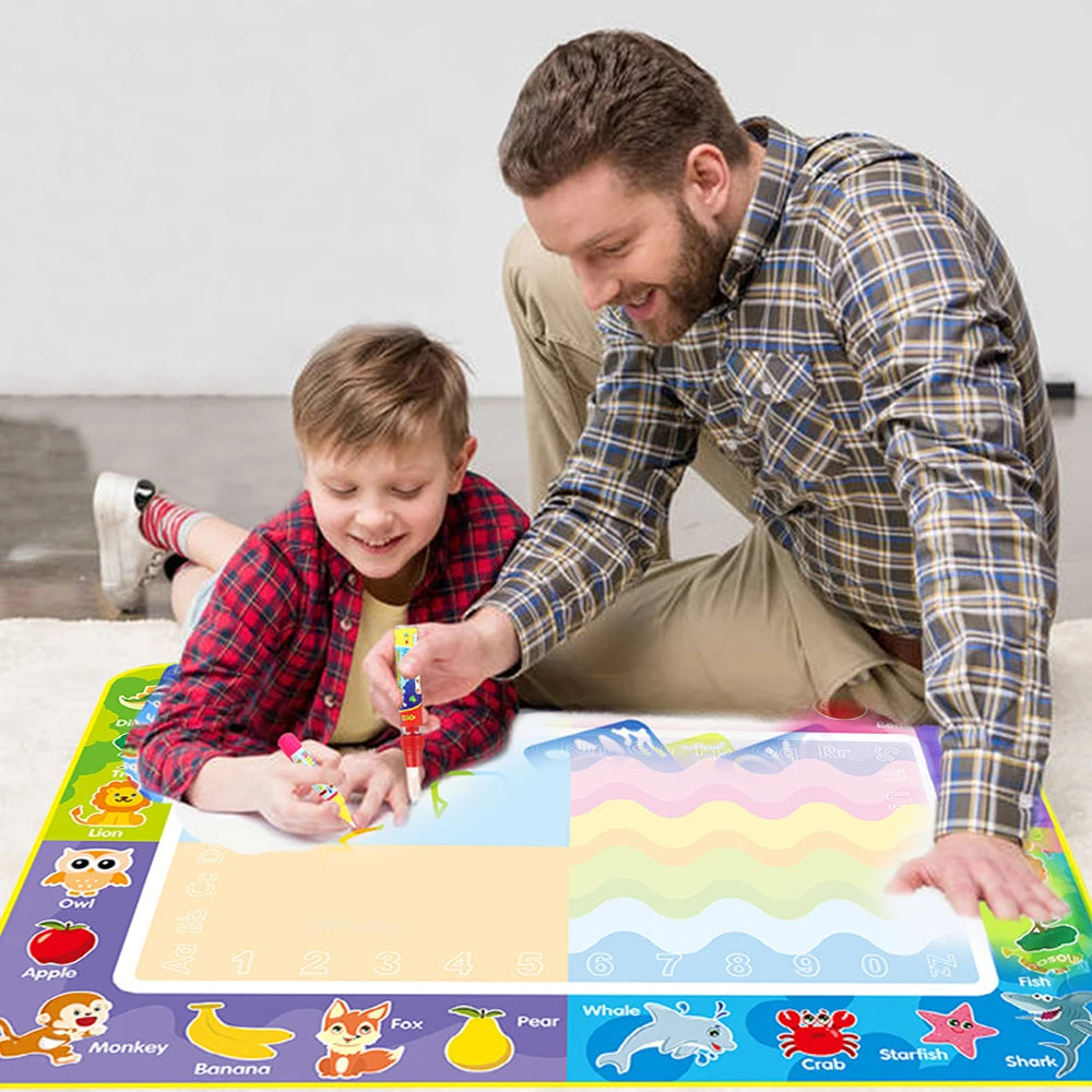 No Mess Kids Water Drawing Mat  Doodle Coloring Board with Magic Pens & Stamps Educational Montessori Toy Gift for Boys Girls