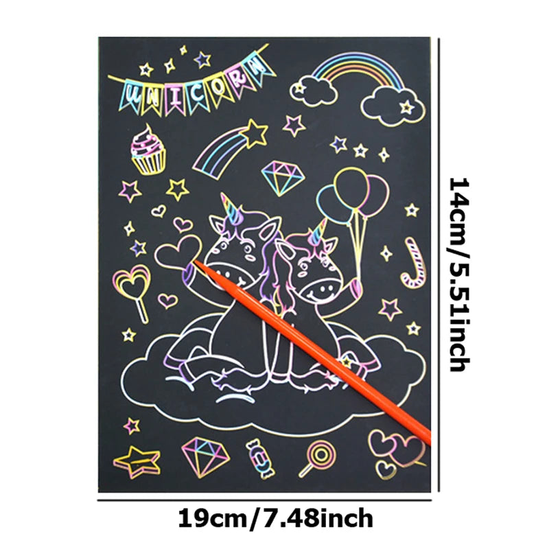 Cartoon Scratch Painting Children Drawing Toys Art Creativity DIY Graffiti Supplies Dazzling Color Scratched Paintbook TMZ
