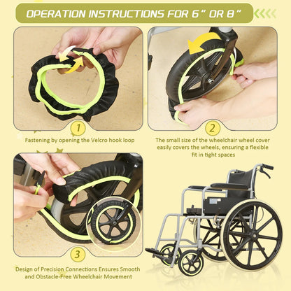 Ehucon Wear-Resistant Wheelchair Slippers Wheelchair Accessories Tire Cover to Protect Floor Carpet,Multiple Sizes Wheel Cover