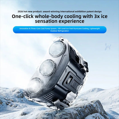Outdoor portable neck-hanging fan with strong wind, built-in rechargeable battery, long-lasting cooling