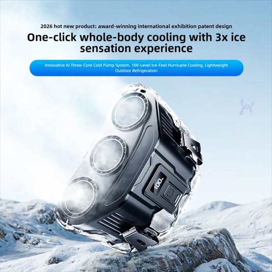 Outdoor portable neck-hanging fan with strong wind, built-in rechargeable battery, long-lasting cooling