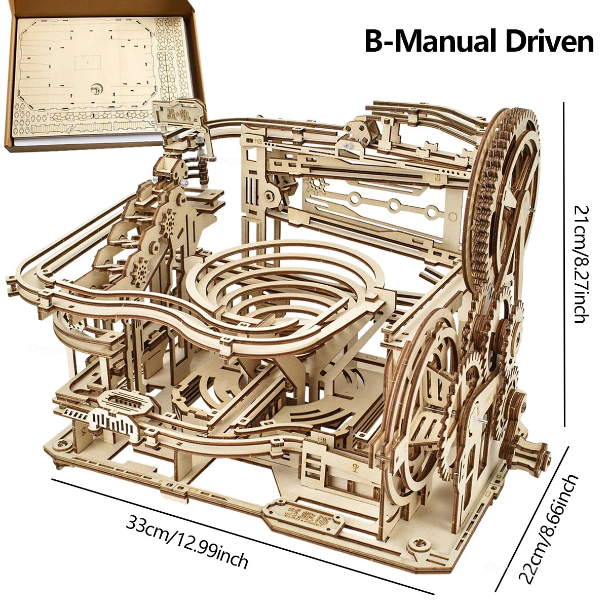 Chriyungel 3D Wooden Marble Run Puzzle DIY Building Model Kits Rolling Ball Track Brain Teaser Game Gift for Adults Teens