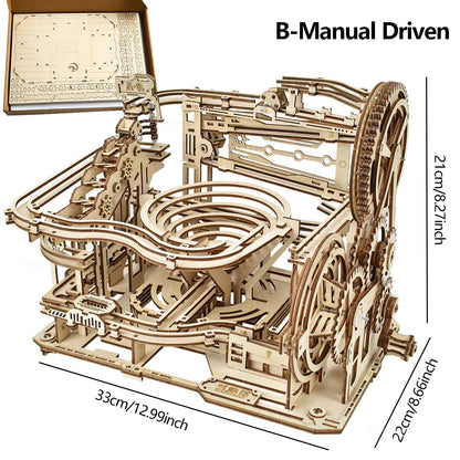 Chriyungel 3D Wooden Marble Run Puzzle DIY Building Model Kits Rolling Ball Track Brain Teaser Game Gift for Adults Teens
