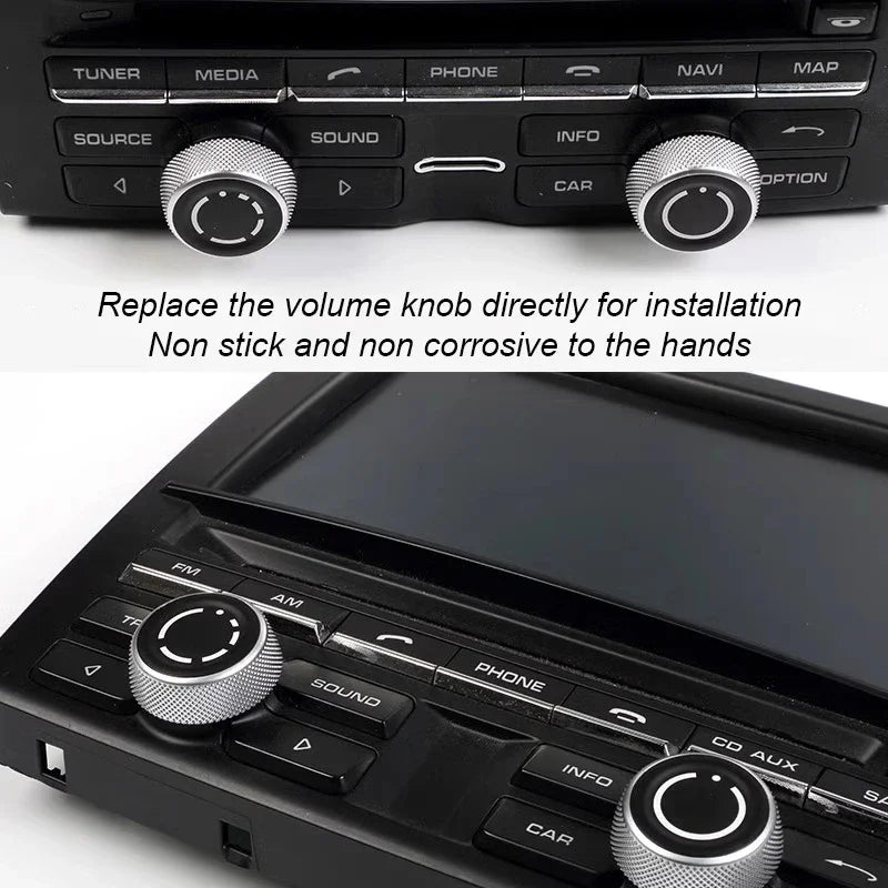 Car Audio Volume Radio Knob Cover CD Multi-Media Control Switch Button for Porsche Cayenne Panamera Macan 911 718 Boxster Cayman