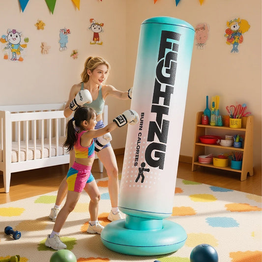 1 Pc Stand-Up Inflatable Punching Bag, PVC Calorie-Burning Boxing Bag for Strength Training, Stress Relief and Mood Boost