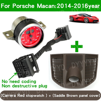 For Porsche Macan 95B 2014-2023 Stopwatch Compass Chrono Clock Watch Instrument Panel Cover Car Interior Dashboard Accessories