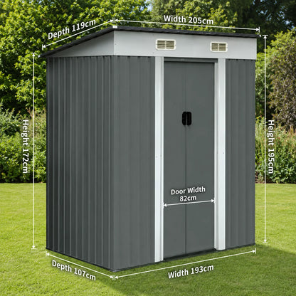 Outdoor Steel Storage Shed Garden Tool Storage House Lockable Door Waterproof Rust Resistant Backyard Patio Utility Building