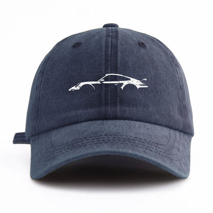 1pc car Print Washed Baseball Cap for Adults,  Minimalist Retro Style Casual Soft Adjustable Dad Hat, Perfect As Gift