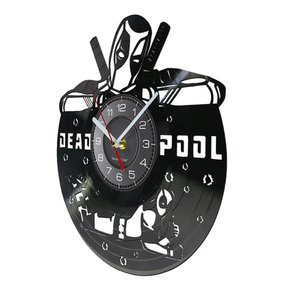 Anti-hero Deadpool Inspired Wall Clock For Living Room Home Theater Cinema Decor Retro Album Artwork Vinyl LP Record Wall Clock