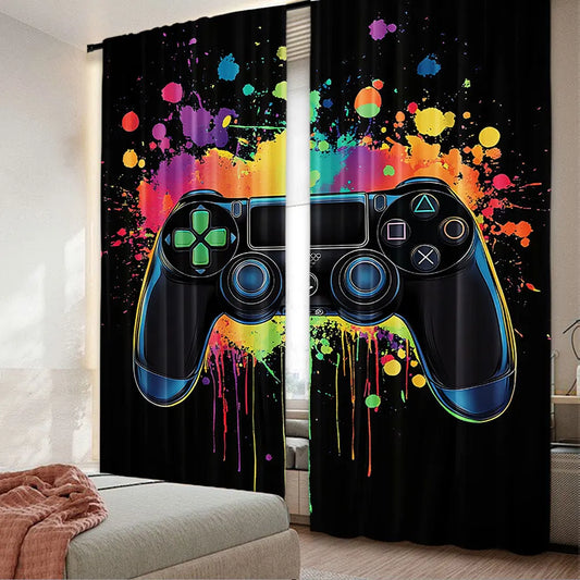 2Pcs Gamer Game Controller Blackout Curtains Bedroom Decor Playroom Living Room For Bedroom Living Room And Office Decor
