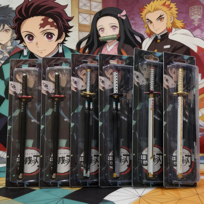 Anime Demon Slayer Nichirin Sword Katana Pen Kimetsu No Yaiba Giyu Refillable Gel Pen for Anime Fans Collection School Supplies