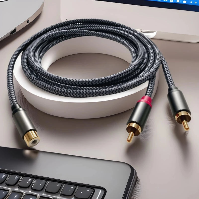 0.3/0.5/3m Short RCA Splitter Audio Cable RCA 1 to 2 Male to Female Jack Adapter Cord for TV CD DVD Subwoofer Amplifier Speaker