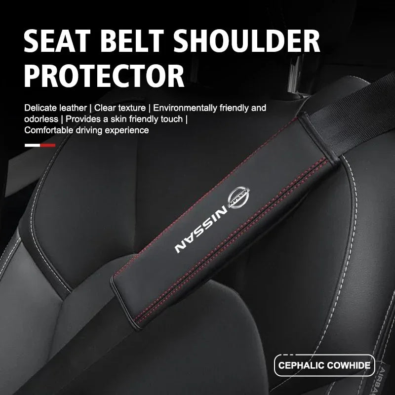 2PCS Car Safety Belt Protective Pads Shoulder Cover for Nissan Sylphy N7 Teana Qashqai Note J10 J11 Navara Juke GTR Tiida Patrol