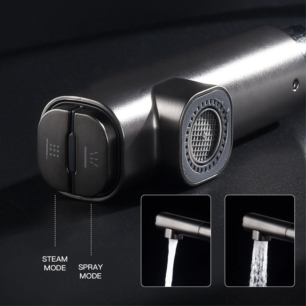 AITANA Luxury Black Bathroom Faucet LED Digital Display Design Simple Single Handle Hot and Cold Water Pullout Basin Mixer