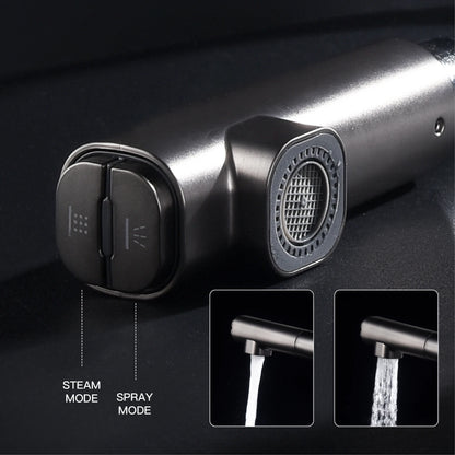 AITANA Luxury Black Bathroom Faucet LED Digital Display Design Simple Single Handle Hot and Cold Water Pullout Basin Mixer