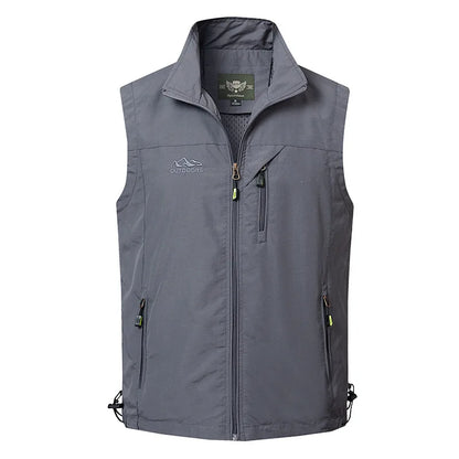 New Summer Men Outdoor Mesh Thin Waistcoats Climbing Sleeveless Jackets Men Multi-pockets Fishing Photography Breathable Vests 6