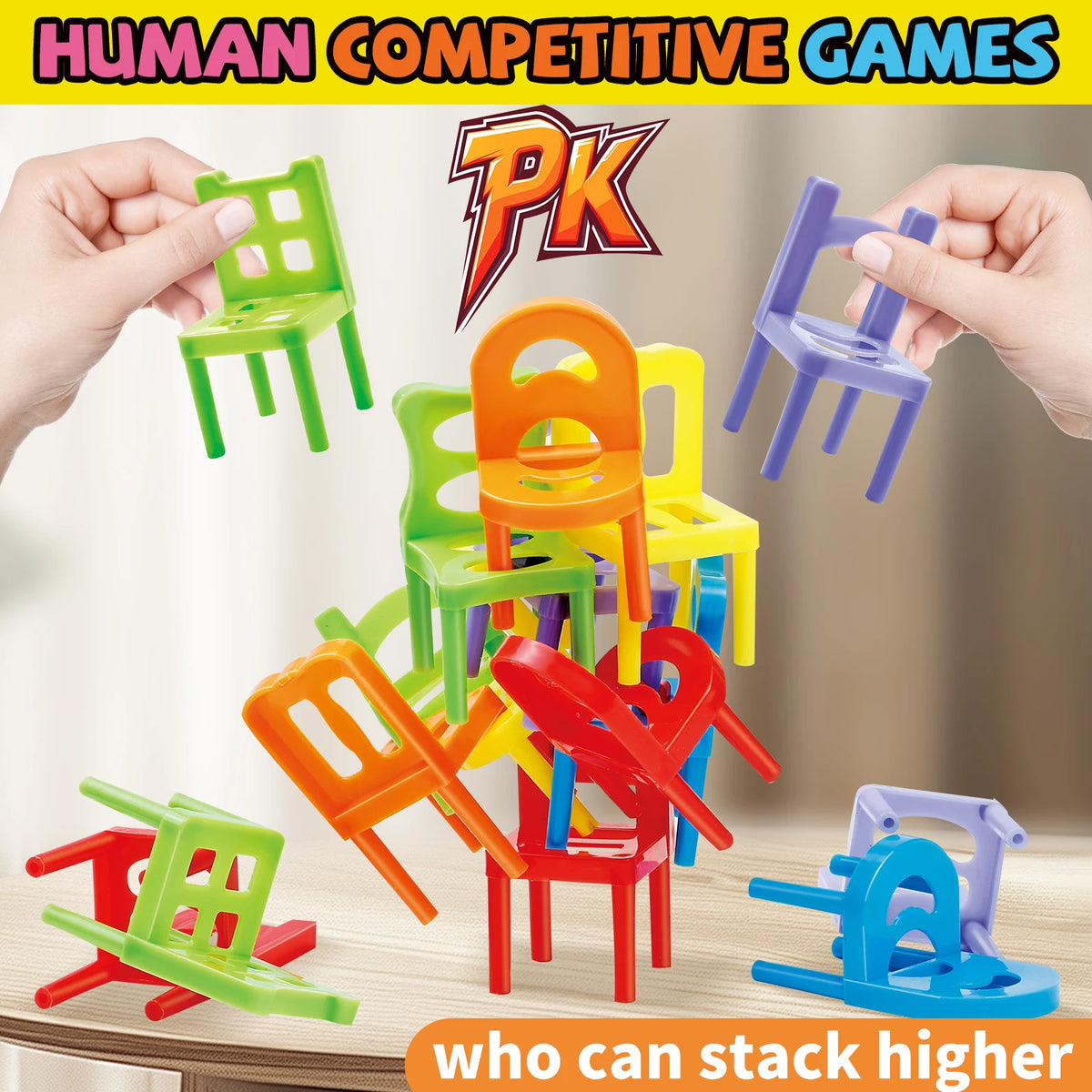 Educational Toys,Chair Stacking Toy Set,Building Blocks Stacking Chairs,Random Colors/Styles,Parent-Child Gathering Interactive