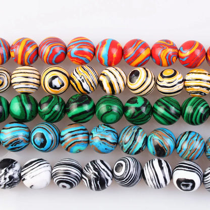 Natural Stone Beads Blue Malachite 8mm Polished Round Smooth Gemstone Beads for Jewelry Making 15 Inch