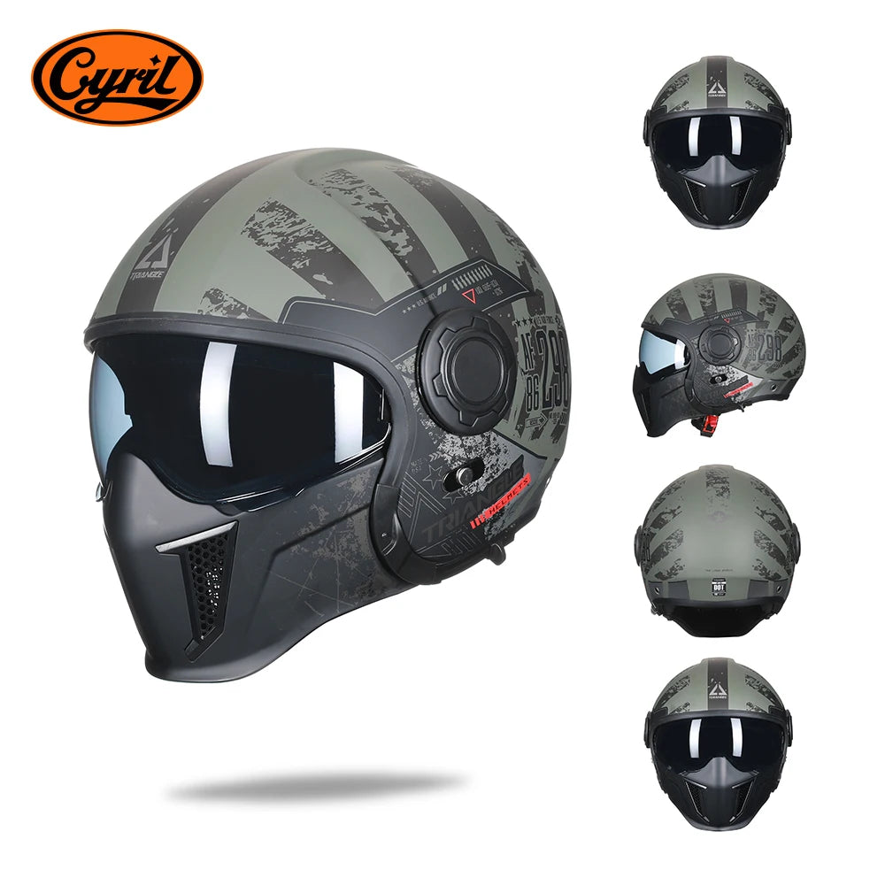 Motorcycle Helmet Full Face Open Face Helmet Modular Helmets Double Lens Quick Release Buckle Men Women CYRIL OP12A Cascos Moto