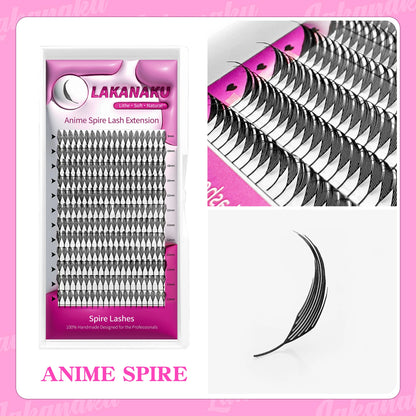 LAKANAKU New Arrival Narrow Spire Lashes Feather Individual Eyelash Extensions C D Cashmere Volume Premade Spikes Eyelashes