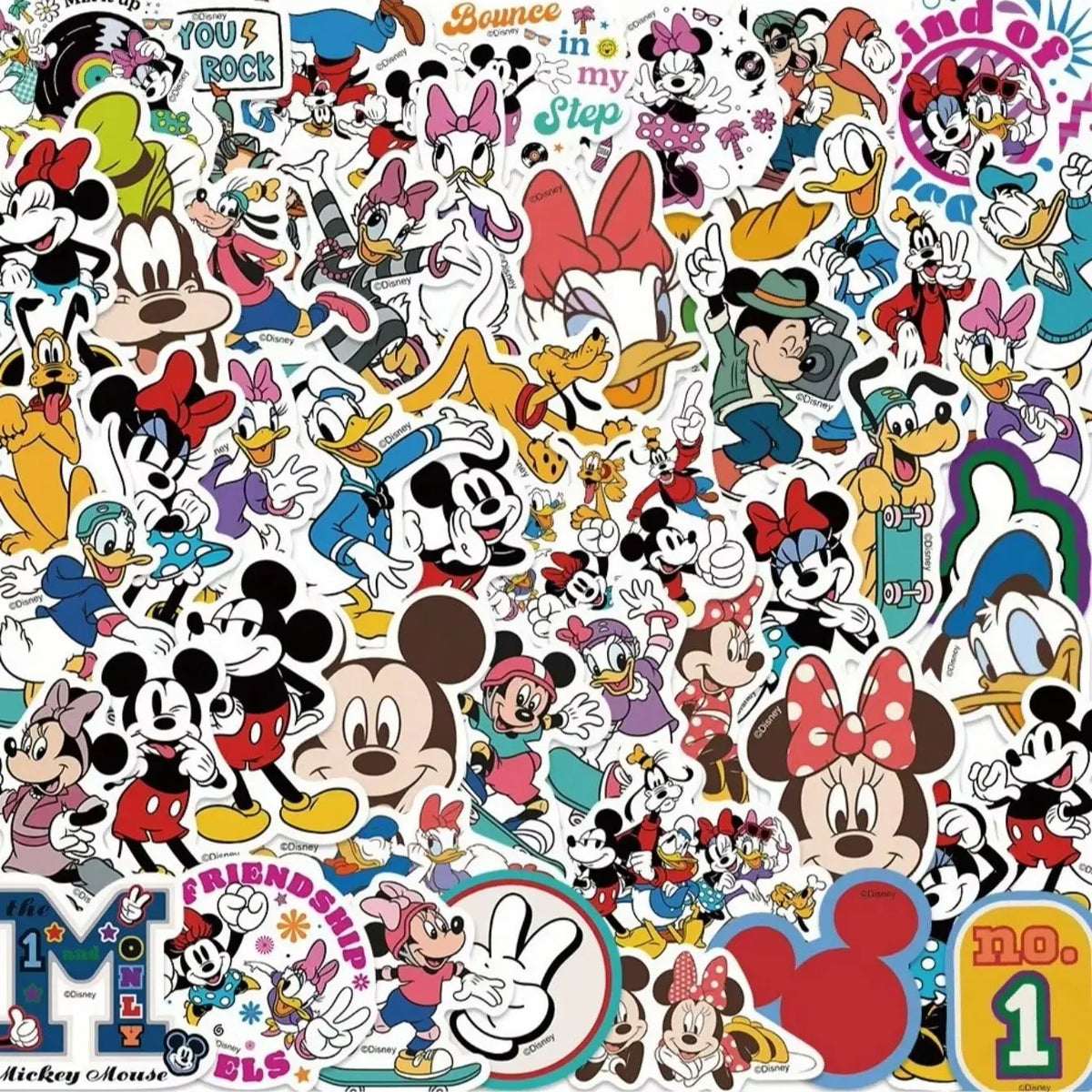 50PCS Disney Mickey Mouse Officially Licensed Vinyl Stickers Friends Waterproof Cartoon Gifts for Water Bottles Laptop Bumper