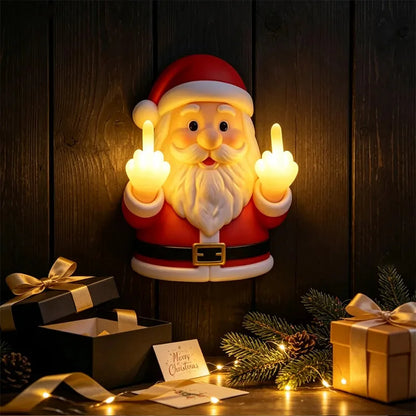 Humorous Glowing Santa Claus Middle Finger Decoration Porch Bedroom Festival Diy Decorative Pendant Party Props Christmas Gifts