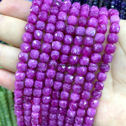 Natural Stone 7-8MM Faceted Square Lapis Lazuli Loose Cube Spacer Beads for Jewelry Making Diy Earrings Bracelets Accessories